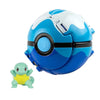 Blue Pokemon Pokeball with a small Squirtle figure, made from durable ABS plastic and PVC. Perfect collectible for fans.