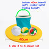 Balance Ball Relay Game set with 40cm board, golf ball, two rubber balls, and folding bucket for 3-4 players.