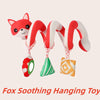 Montessori soft plush fox hanging toy for strollers and car seats, ideal for newborns and toddlers.