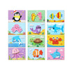 Kids DIY sticker art craft kit with colorful EVA foam animal designs including penguin, seahorse, and shark for toddlers.