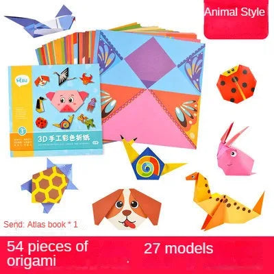 "3D Cartoon Animal Origami DIY Craft Kit with 54 pieces and 27 models for creative and educational fun"