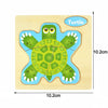 Montessori wooden turtle puzzle for toddlers, 10.2cm, part of cartoon animal learning toy set improving cognitive skills.