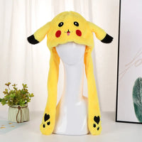 Pikachu Pokemon beanie hat with moving ears and plush design, perfect for cosplay and casual wear, displayed on a mannequin.