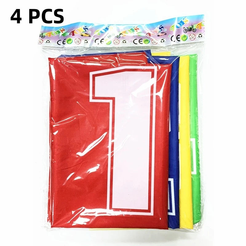 Pack of 4 colorful sack race bags for outdoor games and events.