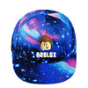 Roblox-themed adjustable baseball cap with galaxy design and cartoon character, perfect for fans of the game.