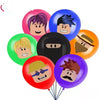 Roblox-themed balloons for birthday party decorations featuring colorful character designs.