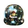 Anime Roblox-themed adjustable baseball cap with cartoon design on galaxy print background.