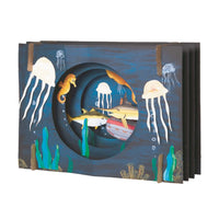 3D coloring craft kit featuring a sea creature scene with jellyfish and sharks, ideal for kids' DIY art and puzzle activities.