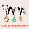 Montessori panda plush pendant toy with hanging shapes for stroller or crib, soft and safe for infants and toddlers.