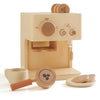 Wooden coffee machine toy for kids, Montessori kitchen playset, enhances creativity and motor skills, realistic design for pretend play.