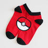 Red Pokemon cotton socks featuring a Pokeball design, made from plush material for warmth and comfort, unisex and one size fits most.