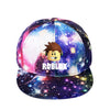 Roblox-themed adjustable baseball cap with galaxy design and cartoon character, perfect for anime game fans.