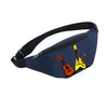 Navy blue waist bag with guitar illustrations, features adjustable black strap and zipper closure, ideal for music enthusiasts and casual outings.