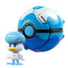 Blue Pokemon Dive Ball with cute toy figure, perfect for collectors and fans of Pokemon merchandise.