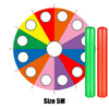 Rainbow parachute game with colorful sections and two inflatable sticks, size 5M for outdoor play and team activities.