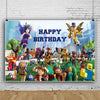 Roblox-themed birthday banner with characters and "Happy Birthday" message, perfect for kids' party decoration.