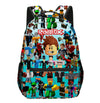 Roblox cartoon-themed backpack with colorful characters for school students.