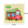 Montessori wooden fire truck puzzle for toddlers, early learning toy with colorful cartoon design, measuring 10.2cm.