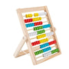 Wooden counting abacus with colorful beads for Montessori math learning, perfect for toddlers' arithmetic education.