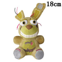 Five Nights at Freddy's plush toy of yellow bunny character, 18cm tall, with stitched detail and vivid expression.