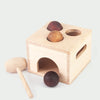 Montessori Wooden Knock Ball Toy for sensory development and hand-eye coordination with colorful balls and hammer set.