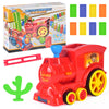 Electric Domino Train Toy with colorful domino blocks and a cactus obstacle for kids' creative play and problem-solving fun.