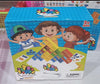 Balance stacking blocks game box with colorful puzzle pieces for ages 3 and up, featuring cheerful cartoon kids.