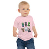 Baby wearing pink Minecraft mobs design jersey tee with short sleeves