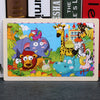 Wooden animal jigsaw puzzle for kids with colorful cartoon jungle animals, enhancing learning and motor skills.