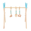 Wooden baby fitness frame with hanging toys, stylish nursery play gym.