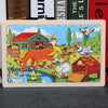 80-piece wooden animal puzzle with farm animals, designed for kids' learning and fun, enhancing motor skills and color recognition.