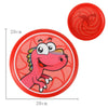 Red dinosaur-themed kids flying disc, 20cm, durable plastic, perfect for outdoor sports games and skill-building play.