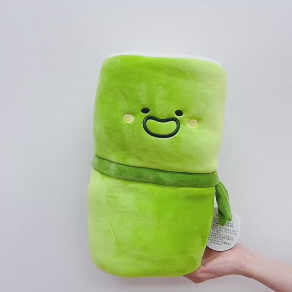 green bag with panda toy